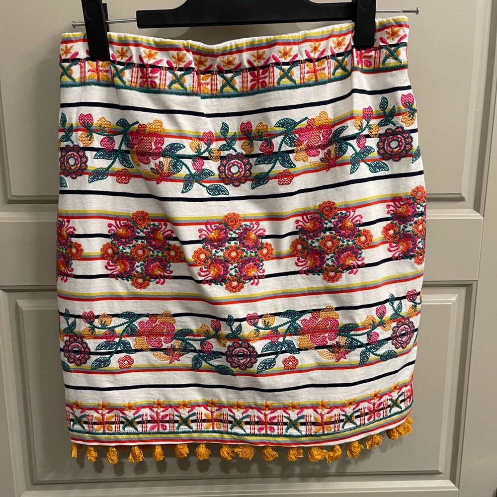Striped & Floral Skirt - Size Medium